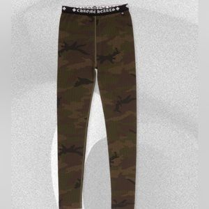 CHROME HEARTS- CAMO PRINTED COTTON LEGGINGS WITH WHITE JACQUARD KNIT